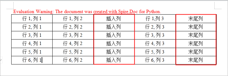 python 添加或删除 word 文档中表格行和列