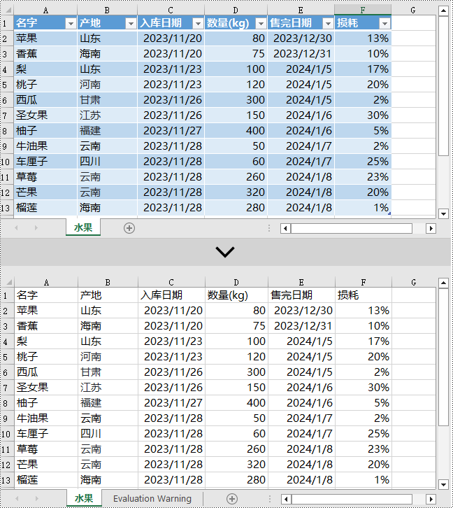 python 添加和删除 excel 中的表格