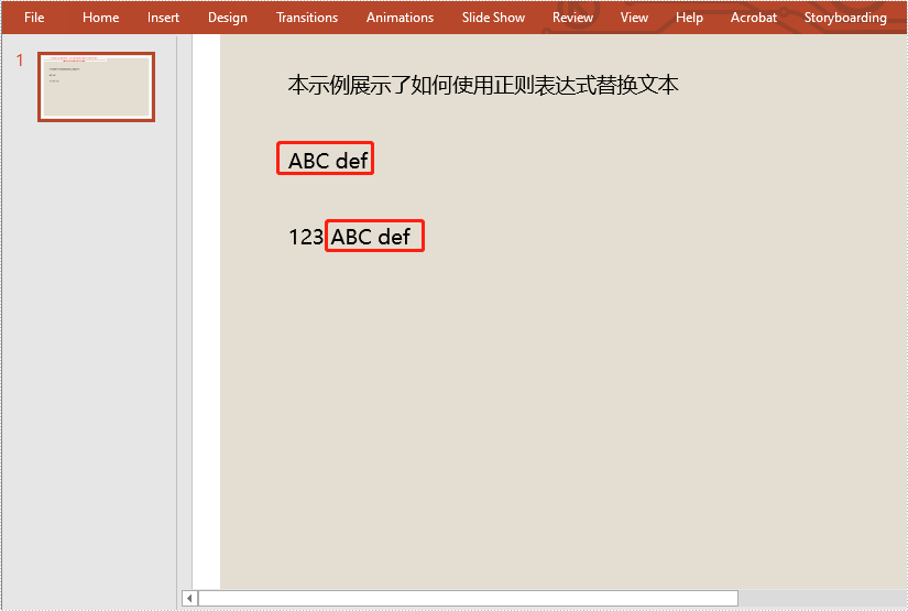 c#/vb.net 在 powerpoint 中使用正则表达式替换文本